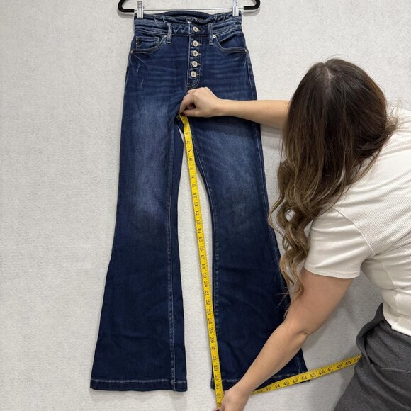 KanCan Jeans Womens 3/25 High Rise Curvy Flare Button Fly Stretch KB6026D-CV - Picture 5 of 12
